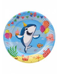 Тарелка бумажная Акула  (17 см., 6 шт.) флоупак ФЛ-0944