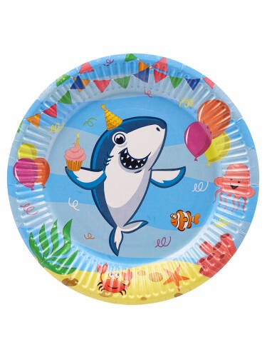 Тарелка бумажная Акула  (17 см., 6 шт.) флоупак ФЛ-0944
