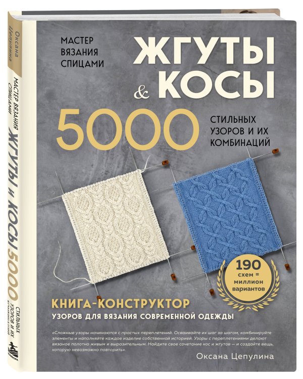 Дополнительное изображение книги «Мастер вязания спицами. ЖГУТЫ и КОСЫ. 5000 стильных узоров и их комбинаций. Книга-конструктор»