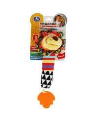 Текстильная игрушка погремушка-пищалка лев на карт. в пак. (русс. уп.) "Умка" в кор.240шт