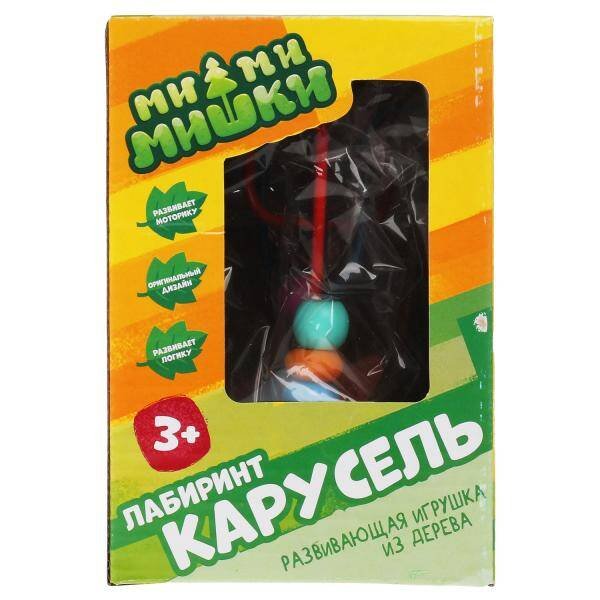 Игрушка деревянная Ми-ми-мишки лабиринт карусель Буратино в кор.100шт