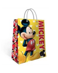 Mickey Mouse. Пакет подарочный большой (желтый с паттерном), 330*455*100 мм