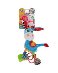 Текстильная игрушка погремушка ослик подвеска с вибрацией на блистере Умка в кор.125шт