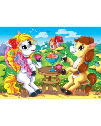 Алмаз. мозаика (класс) 17х22 см, с подр., с полн. заполн. (25цв.) ПОНИ НА ЧАЕПИТИИ. Арт. AC17042