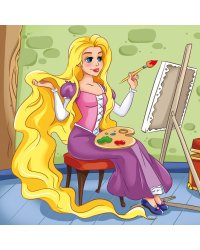 Алм.моз.(блест.)20х20 см,без подр.,с част.зап.(16 цв.) Длинноволосая художница (Арт. ASB026)