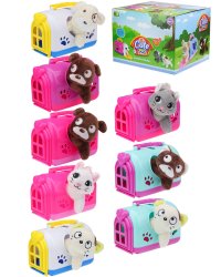 Игрушка мягкая "Домашний питомец в переноске-1"(12шт.в ш\б,6 видов микс)15*7*11 см(Арт.1892744)кр 12