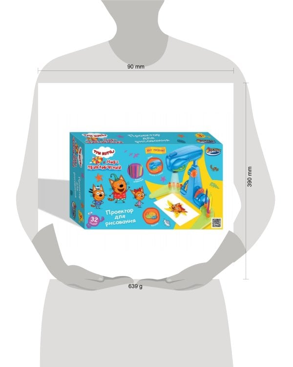 Проектор для рисования Три Кота 32 слайда, 12 фломастеров, альбом ИГРАЕМ ВМЕСТЕ в кор.2*18шт