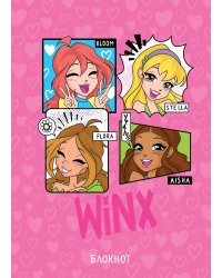 Winx. Блокнот. Розовый (А5, 48 л., цветной блок, со стикерами)