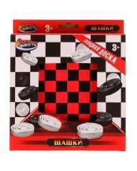 Шашки складная доска, кор.17,8*20,7*6,5см ИГРАЕМ ВМЕСТЕ в кор.2*80шт