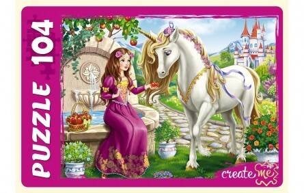 05. ПАЗЛЫ 104 элемента (Рыжий Кот) 75. ПАЗЛЫ 104 элемента. ПРИНЦЕССА И ВОЛШЕБНЫЙ ЕДИНОРОГ (Арт. ПУ104-0465)