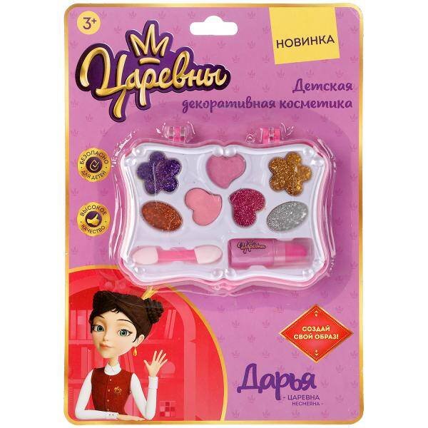 Косметика ДЛЯ ДЕВОЧЕК Царевны тени, тени с блестками, помада апплик блистер МИЛАЯ ЛЕДИ в кор.2*180шт