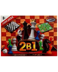 Шахматы 2 в 1 (шахматы, лудо), кор.23*19*2см ИГРАЕМ ВМЕСТЕ в кор.2*42шт