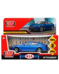 Машина металл KIA STINGER длина 12 см, двери, багаж., инерц, СИНИЙ, кор. Технопарк в кор.2*36шт