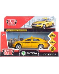 Машина металл SKODA OCTAVIA ТАКСИ, длина 12 см, откр дв, багаж, инерц. в кор. Технопарк в кор.2*36шт