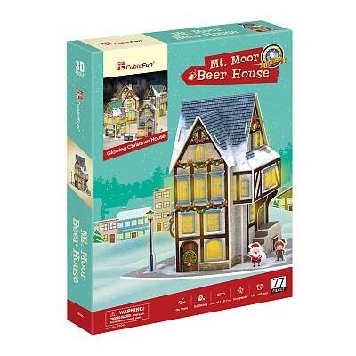 3D Пазл с LED-подсветкой Новогодняя таверна, 77 деталей