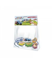 Шнуровка-бусы СИНИЙ ТРАКТОР в пак. Буратино в кор.80шт