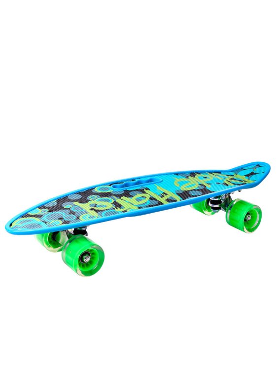 Пенниборд пластик (58х16) (колеса PU,свет,ручка,макс.вес 60 кг) рисунок граффити (арт.SL-AS-2)