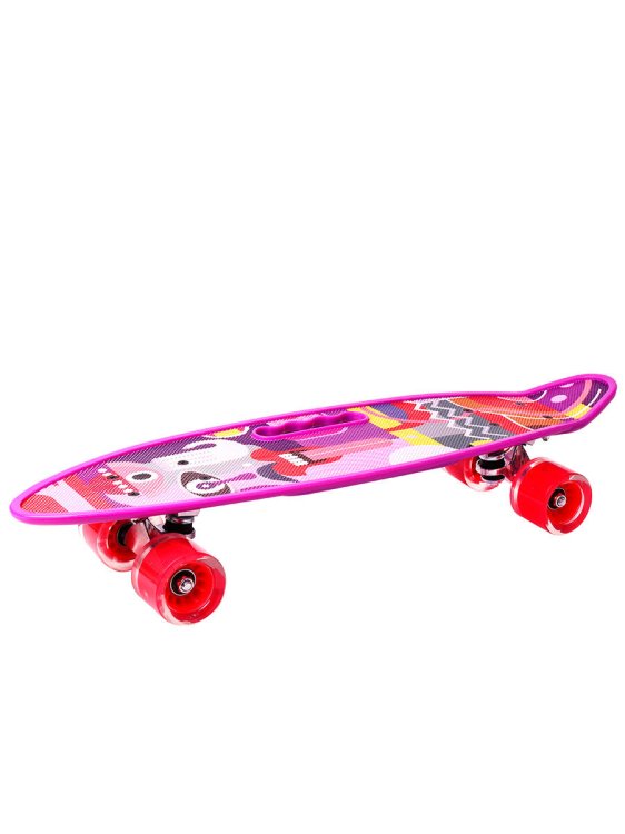 Пенниборд пластик (58х16) (колеса PU,свет,ручка,макс.вес 60 кг) фиолет. рисунок (арт.SL-AS-1)