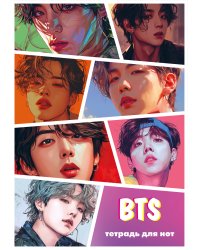 Тетрадь для нот. BTS (12 л., А4, вертикальная, скрепка)