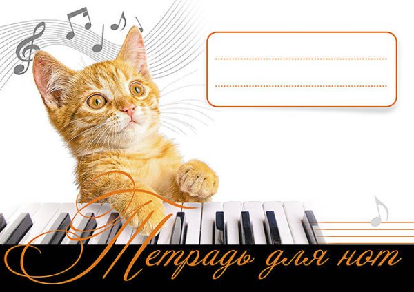 Музыка для детей (Питер ИД) Тетрадь для нот. Рыжий кот