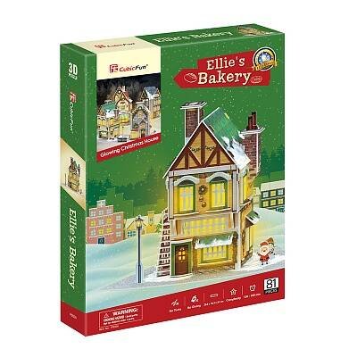 3D Пазл с LED-подсветкой Новогодняя пекарня, 81 деталь