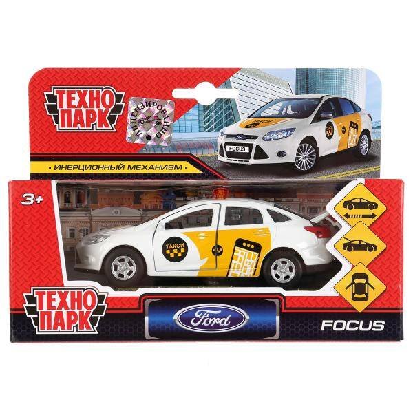 Машина металл FORD Focus такси 12см, инерц., открыв. двери и багажник в кор. Технопарк в кор.2*24шт