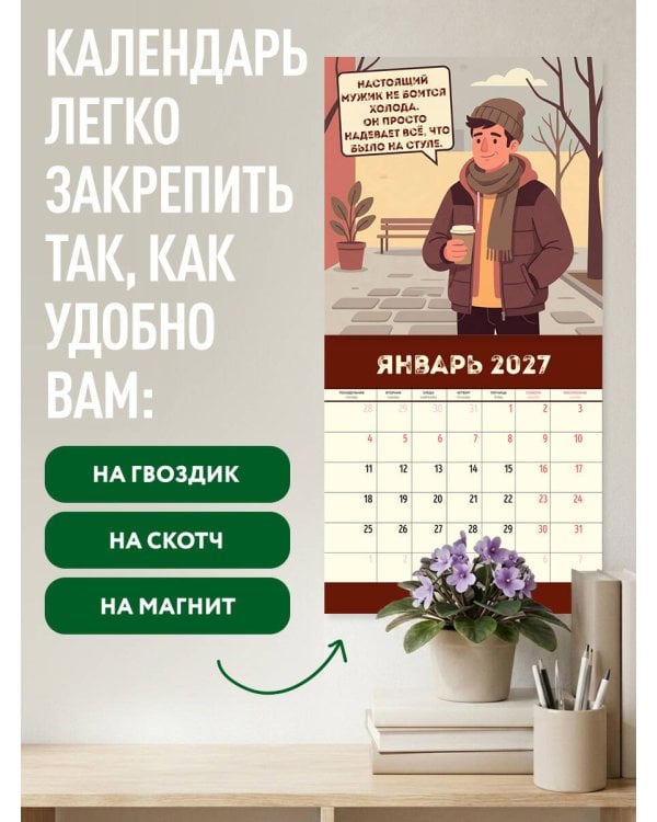 Дополнительное изображение книги «Календарь настоящего мужика. Календарь настенный на 2027 год (300х300 мм)»