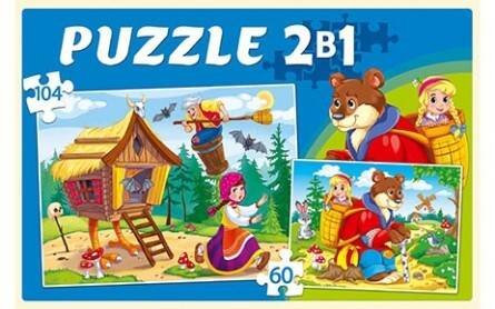 ПАЗЛЫ 2 в 1. 60 и 104 элемента. СКАЗКИ ДЛЯ МАЛЫШЕЙ (Арт. П-0684)
