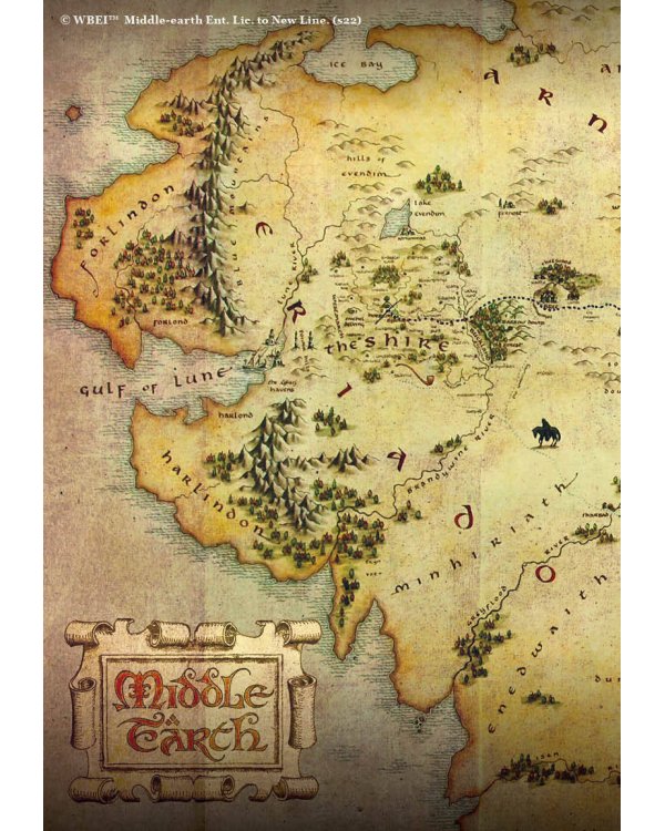 Обложка для паспорта. Хоббит. Карта Средиземья