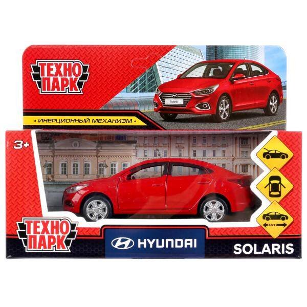 Машина металл HYUNDAI solaris, 12см, откр.двери, инерц., красный в кор. Технопарк в кор.2*36шт