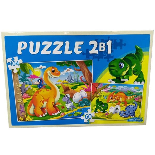 ПАЗЛЫ 2 в 1. 60 и 104 элемента. Любимые динозаврики. Арт. П-2157