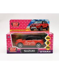 Машина металл SUZUKI VITARA девочки 12 см, двер, багаж, инерц, красный, кор. Технопарк в кор.2*36шт