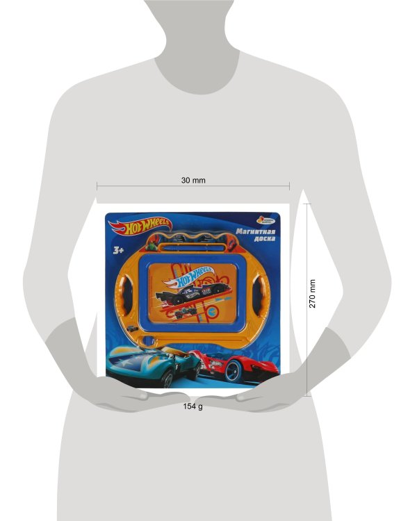 Доска для рисования ХОТ ВИЛС магнитная, 20*15см, ч/б поле ИГРАЕМ ВМЕСТЕ в кор.2*96шт