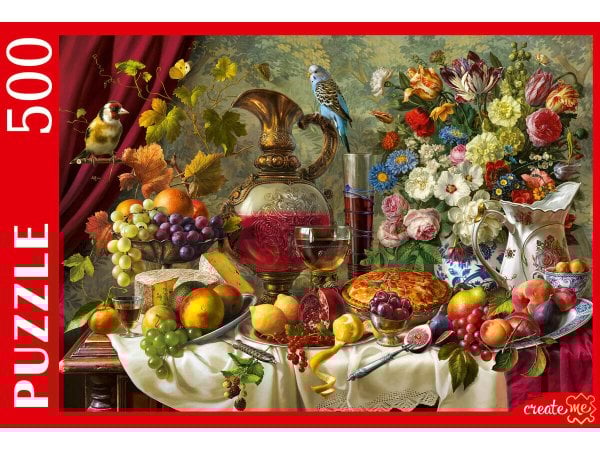 НАТЮРМОРТ И ЦВЕТЫ (Рыжий Кот) ПАЗЛЫ 500 элементов. ГОЛЛАНДСКИЙ НАТЮРМОРТ (Арт. Ф500-0748)