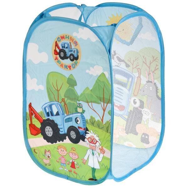 Корзина для игрушек Синий ТРАКТОР 36*58см ИГРАЕМ ВМЕСТЕ в кор.24шт