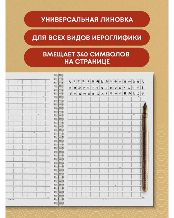 Комплект из 3-х тетрадей для иероглифов на пружине (ИК)