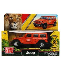 Машина металл JEEP WRANGLER SAHARA САФАРИ 12 см, двери, багаж, инерц, кор. Технопарк в кор.2*36шт