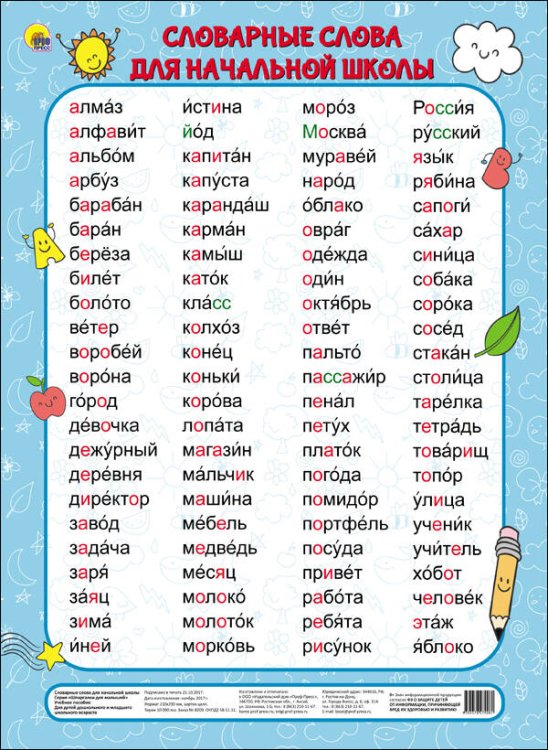 СЕРИЯ: ШПАРГАЛКИ ДЛЯ МАЛЫШЕЙ 210х290 (Проф-Пресс) ШПАРГАЛКИ ДЛЯ МАЛЫШЕЙ. СЛОВАРНЫЕ СЛОВА ДЛЯ НАЧАЛЬНОЙ ШКОЛЫ