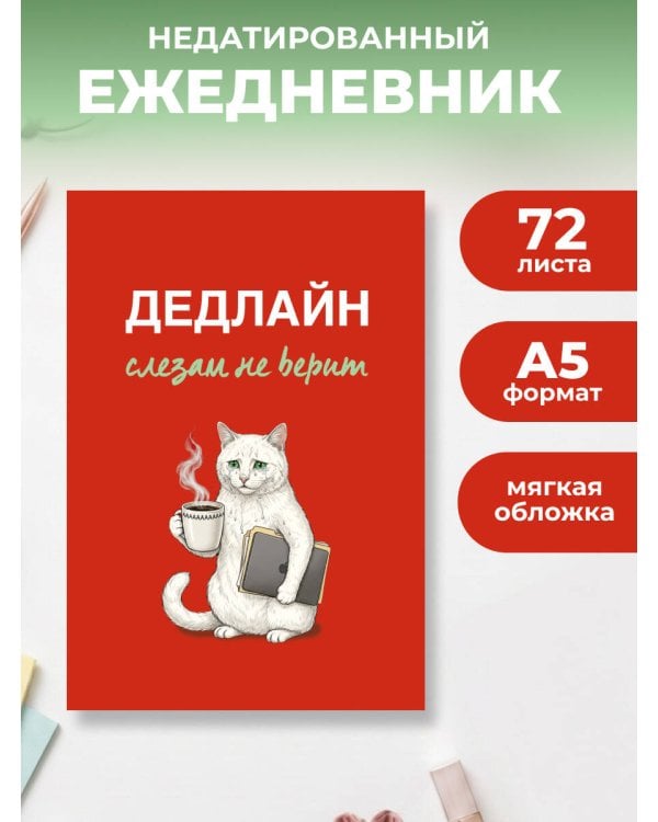 Дополнительное изображение книги «Дедлайн слезам не верит. Ежедневник недатированный (А5, 72 л.)»