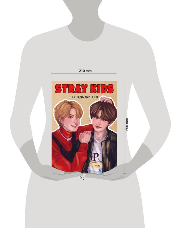 Тетрадь для нот. Stray Kids. Хан и Ли Ноу (24 л., А4, вертикальная, скрепка)