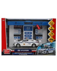 Игрушка пластик свет-звук АВТОЗАПРАВОЧНАЯ СТАНЦИЯ 21 см,  С МАШИНКОЙ, кор. Технопарк в кор.2*24шт