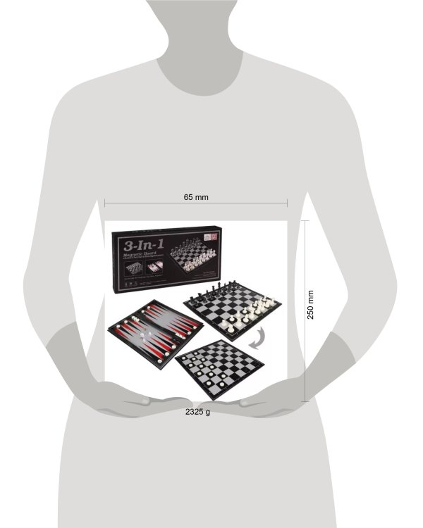Игра настольная 3в1, в компл. игр. поле 48*48см, шахматы, шашки+нарды, кость, кор.