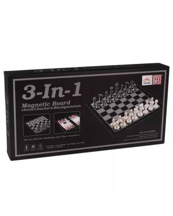 Игра настольная 3в1, в компл. игр. поле 48*48см, шахматы, шашки+нарды, кость, кор.