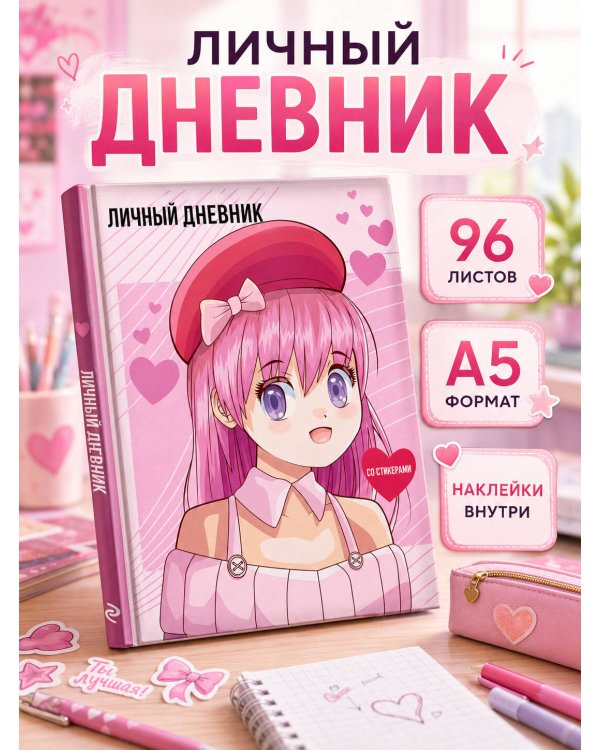 Дополнительное изображение книги «Личный дневник со стикерами. Anime (А5, 48 л.)»