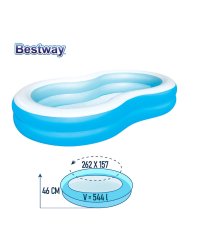 Надувной семейный бассейн Большая лагуна Bestway 262 х 157 х 46 см (Арт. 54117)