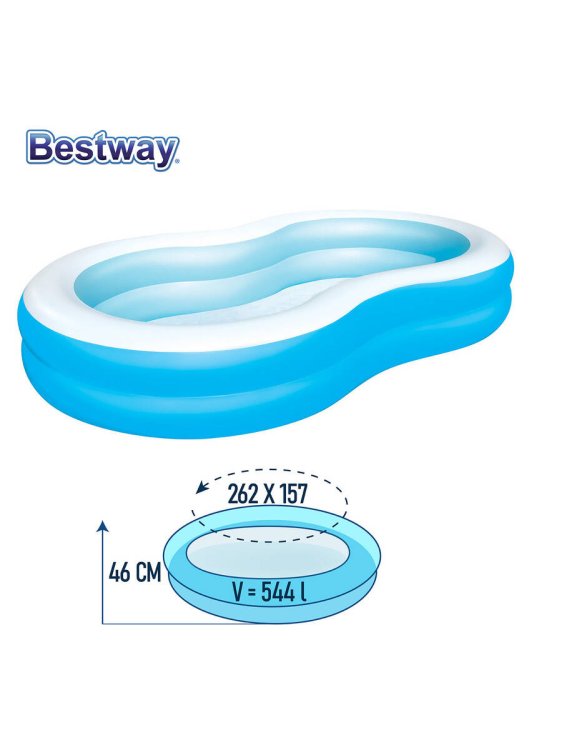 Надувной семейный бассейн Большая лагуна Bestway 262 х 157 х 46 см (Арт. 54117)