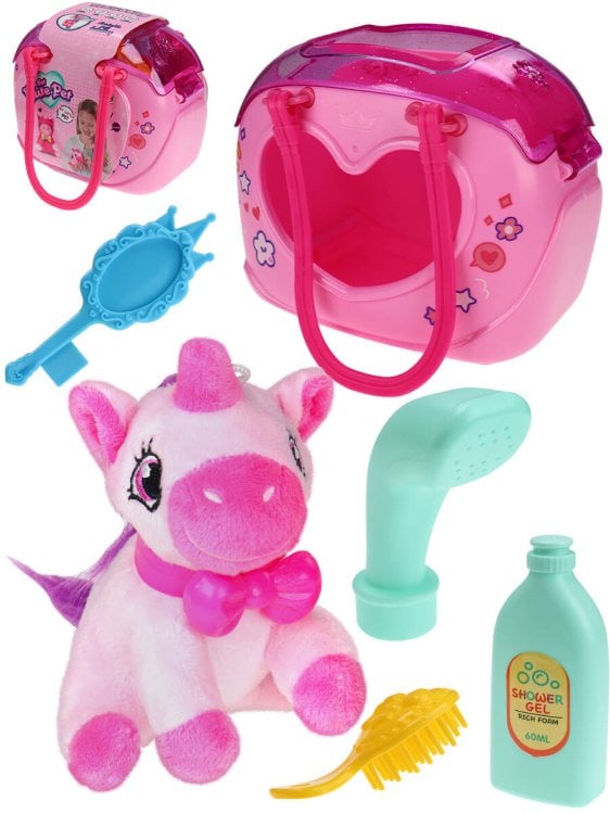 ИГРОВЫЕ НАБОРЫ С ПИТОМЦАМИ (Рыжий Кот) Игрушка мягкая "Единорожка в переноске"(аксесс.,цвет-микс) 17,5*11*24 см ( Арт. 2117141)