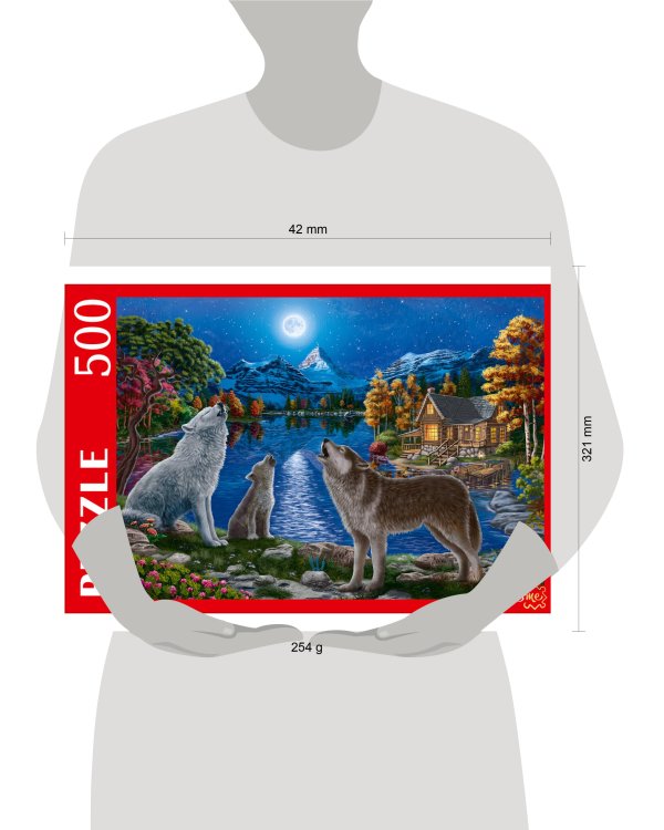 ПАЗЛЫ 500 элементов. НОЧНЫЕ ВОЛКИ У ОЗЕРА  (Арт. Ф500-2699)
