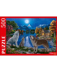 ПАЗЛЫ 500 элементов. НОЧНЫЕ ВОЛКИ У ОЗЕРА  (Арт. Ф500-2699)