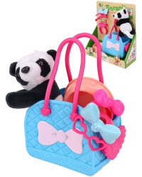 Игрушка мягкая "Панда в переноске"(аксесс.,цвет-микс) 21,5*8,5*24 см ( Арт. 2117162)
